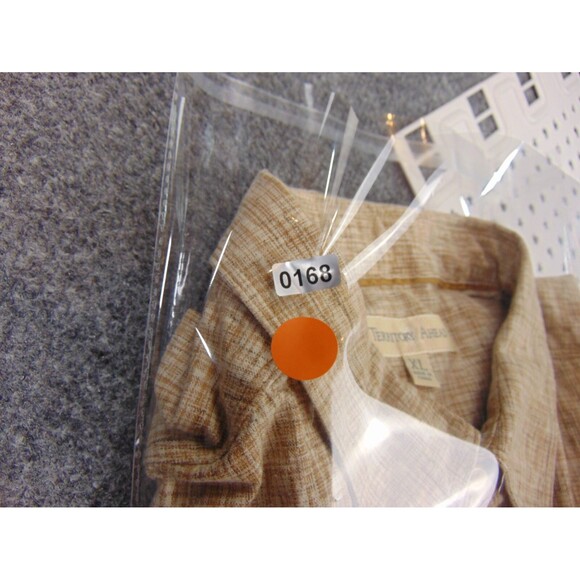 Territory Ahead Shirt Mens XL Brown White Chambray Short Sleeve Linen - Picture 8 of 8